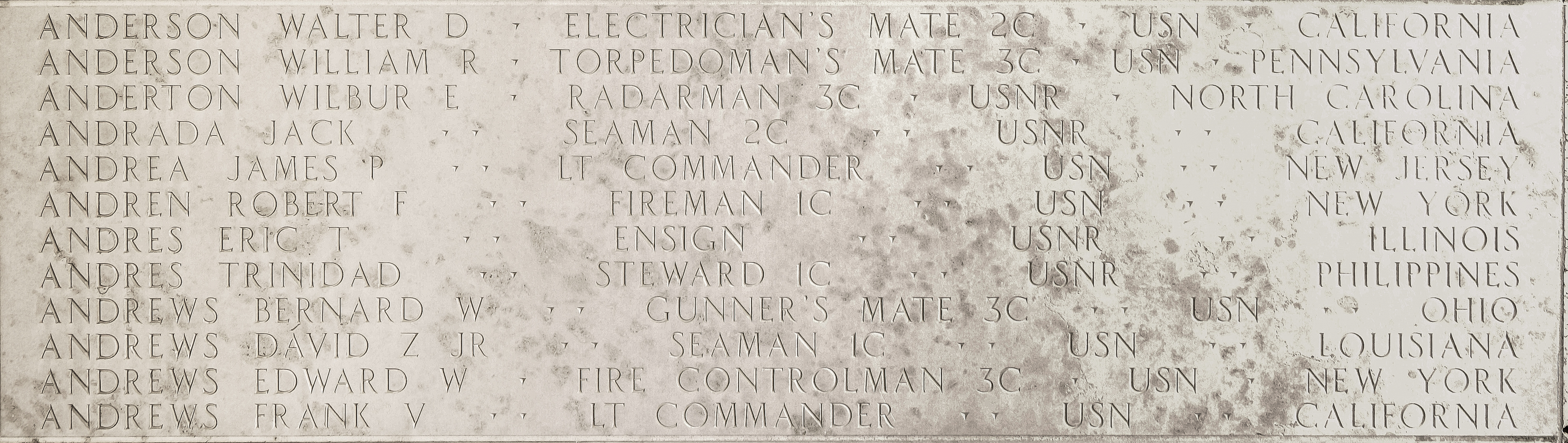 Edward W. Andrews, Fire Controlman Third Class